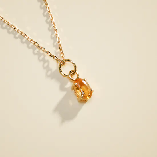 Gold Land Gold with Yellow Citrine Stone Women's Necklace