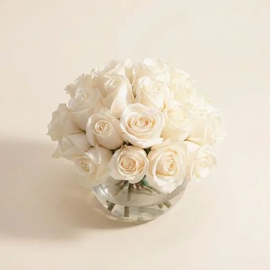 Serene White Roses Vase | 25 Flowers