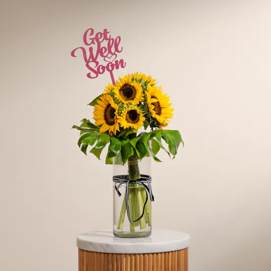 Get Well Soon Sunflowers Vase