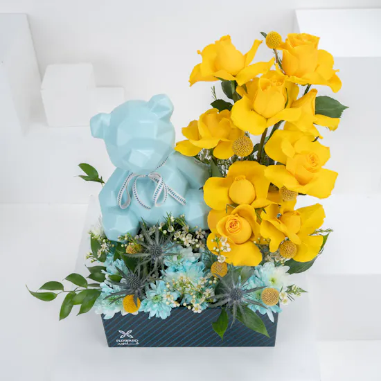 Tuscan Box | Flowers & Bear