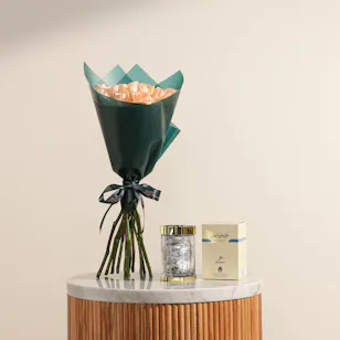 Abdul Samad Al Qurashi Amber Perfumed Agarwood Bakhoor | Peach Bliss Rose Bouquet 