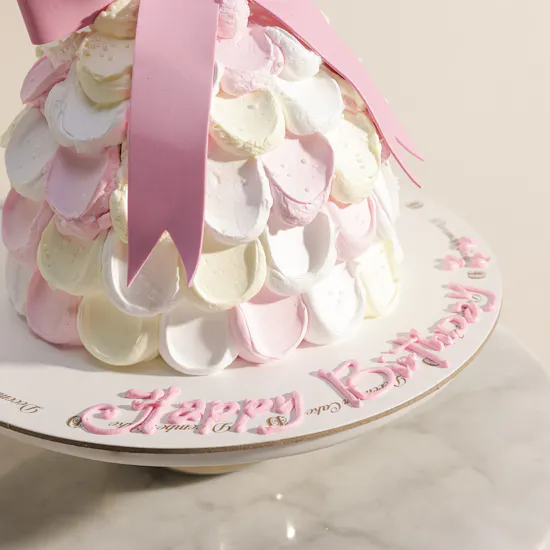 December Cake Happy Birthday Pink Ribbon Cake