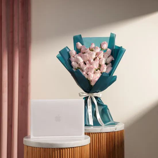 Apple Silver MacBook Neo Laptop | Opulent Flower Bouquet