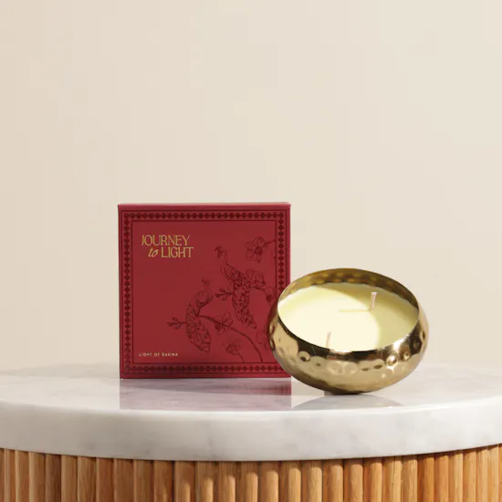 Light of Sakina Brass Urli Saffron Candle