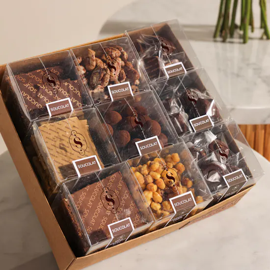Soucolat Mixed Nuts and Slabs Collection Box | Birthday Joy Bouquet