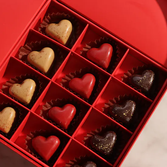 Abucci Red Heart Indulgence Chocolates Box | Passion Flowers Bouquet