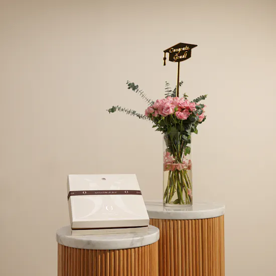 Ghazl Chocolatier Hazelnut Chocolate Slabs Box | Congrats Grad! Flower Vase
