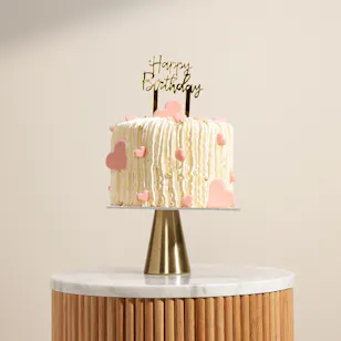 Floward Happy Birthday with Pink Hearts Cake