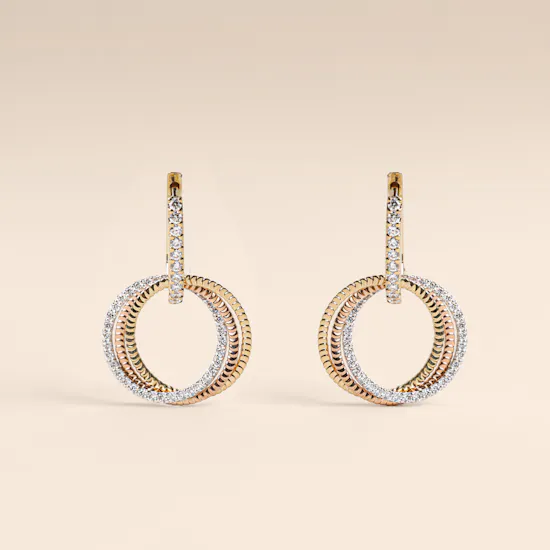 Damas Revolve Trio Gold Diamond Women's Earrings