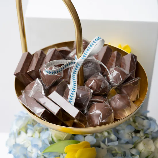 Gold Plate of Chocolate & Flowers