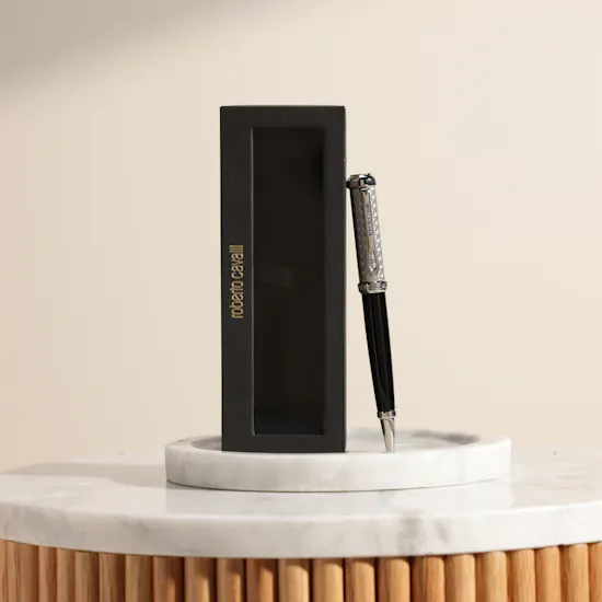 Roberto Cavalli Silver and Black Elegant Pen