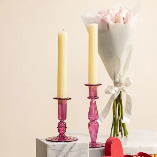 Candle Connection Candle Holder Set | Fleur Chocolate Box and Beauty Flowers Bouquet