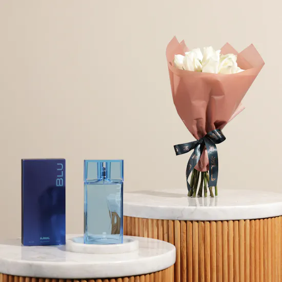 Ajmal Blu Eau De Parfum for Men | Serene Flowers Bouquet