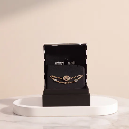 Roberto Cavalli Gold-Tone Double Layered Logo Bracelet