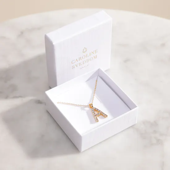 Caroline Svedbom Mini A Letter Crystal Necklace