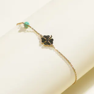 Leïa K. Clover with 1 Bead Bracelet 