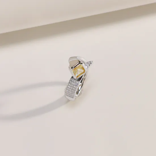 Floward Square Yellow Sapphire Stone Ring | Size 9