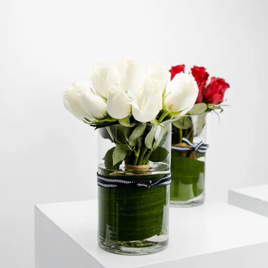 White & Red Roses Vases