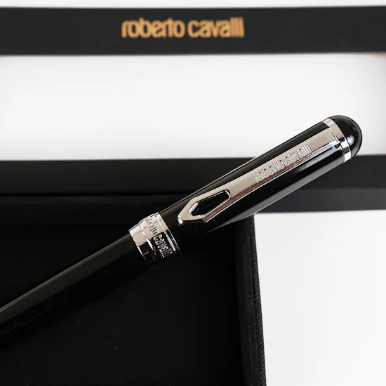 Roberto Cavalli Writing Pen | Silver Color & Black Lacquer