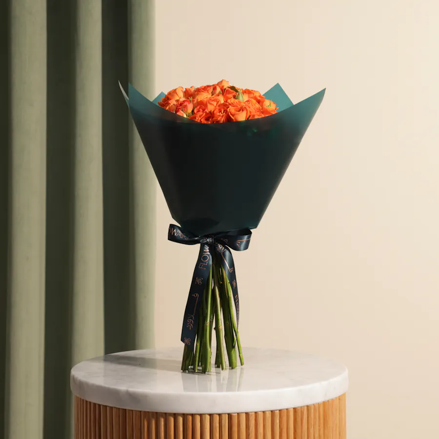 Amber Beauty Baby Rose Bouquet 6