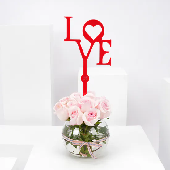 Light Pink Roses | Glass Vase