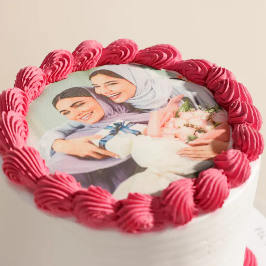 Floward Personalized Fuchsia and White Photo Cake