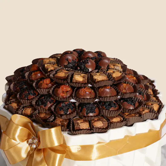 Floward Nuts and Dried Fruits Chocolate Tray | Glamorous Flower Vase