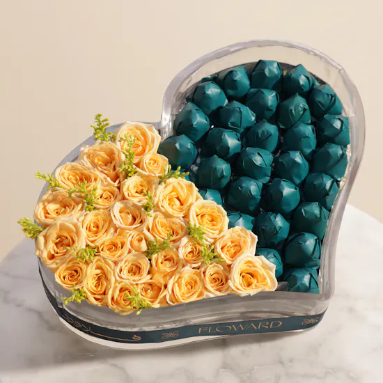 Floward Sweet Moments Chocolate and Flower Heart Vase