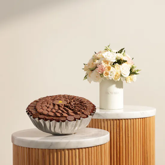 Abucci Elegant Chocolate Silver Tray | Blissful Flowers