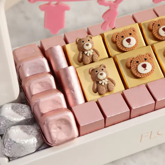 Floward Welcoming New Baby Girl Chocolate Tray