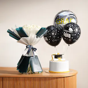 Graduation Cake for Him | White Roses