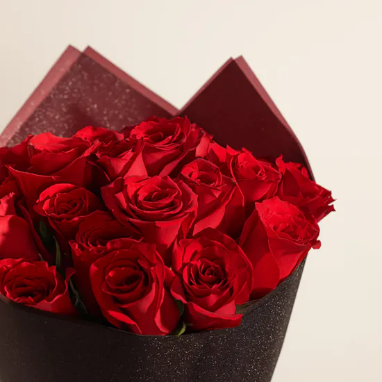 Shimmering Red Roses Bouquet | 25 Roses