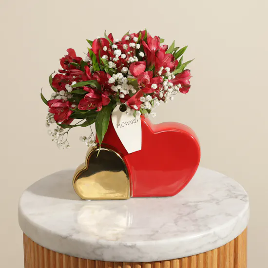 Scarlet Elegance Red Alstroemeria Vase
