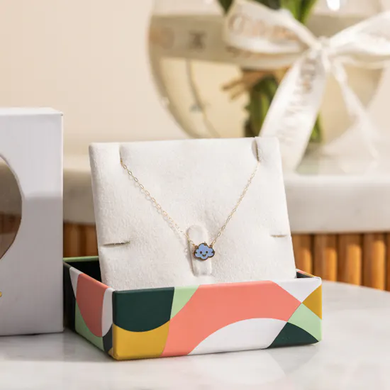 Miss L' Kids Cloud Enamel Coated Necklace | Warm Flowers and Balloons