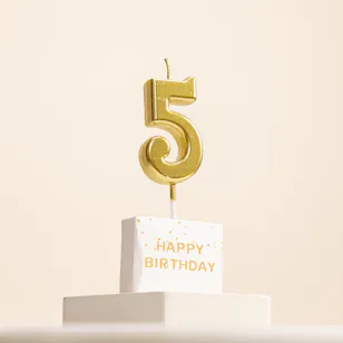 The Party Station Number 5 Gold Candle The Party Station Number 5 Gold Candle
