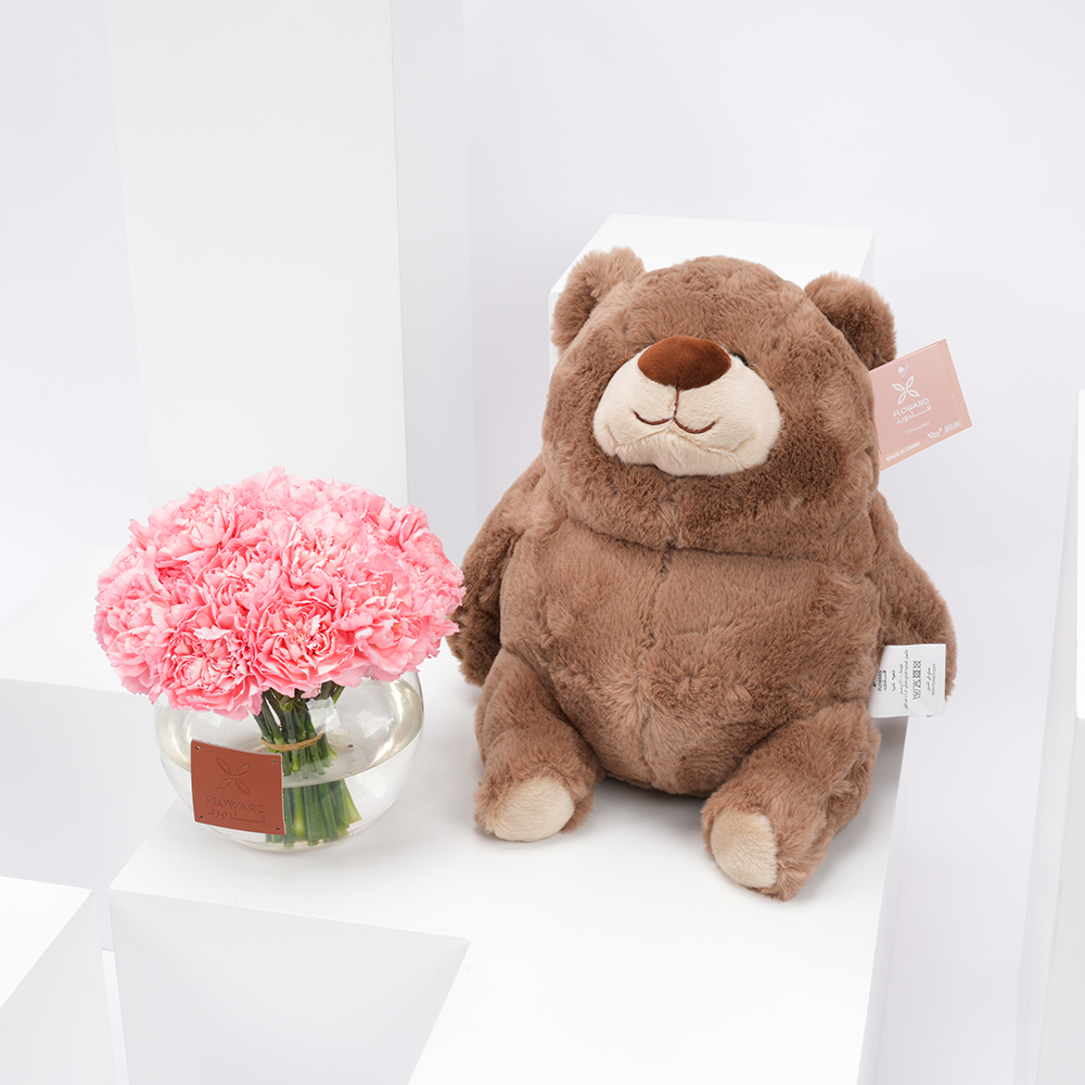 دمية دبدوب | مزهرية كارنيشن