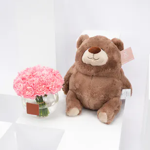 Plush Bear | Carnations Vase Plush Bear | Carnations Vase