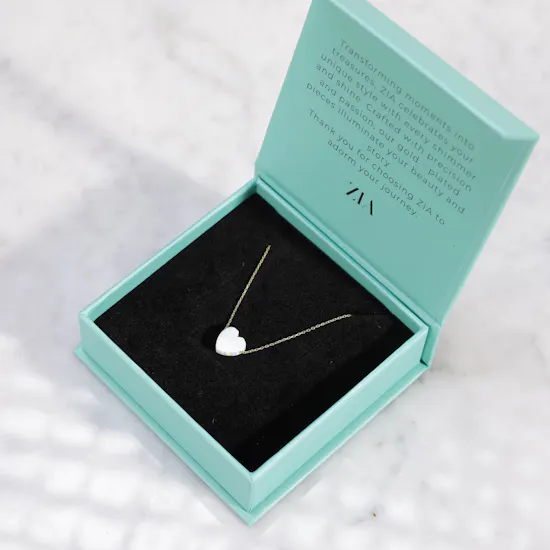 Zia Opal Heart Shape Stone Cut Necklace | Charming Bouquet