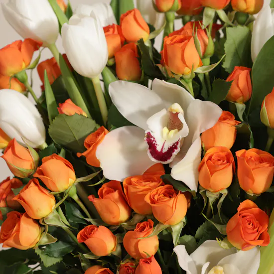 Vibrant Rose and Tulip Vase