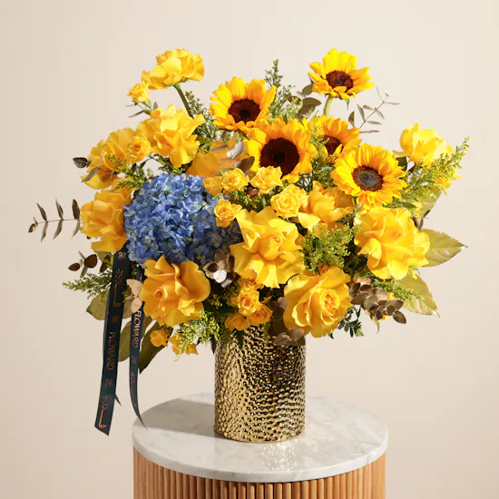 Golden Sunburst Flower Vase