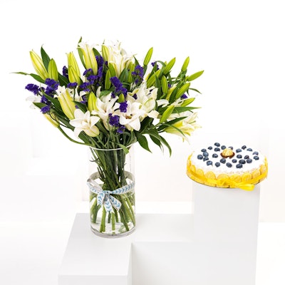 Blueberry Cheesecake | White Lily Vase