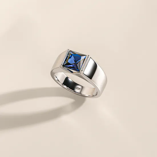 Floward Sapphire Monolith Silver Men's Ring | Size 6