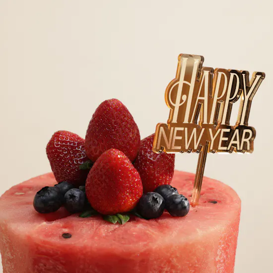 Fruitful Day Happy New Year 2-Tier Fruit Cake
