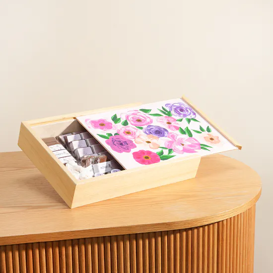 Lilac Mother's Day Chocolates Hand Painted Floral Box