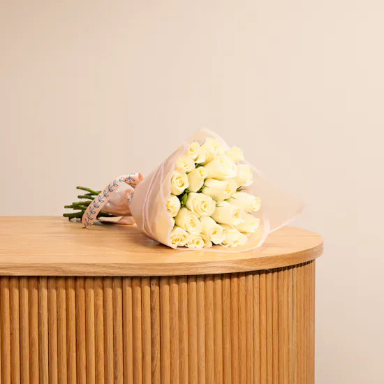 Whispering Snow Roses Bouquet