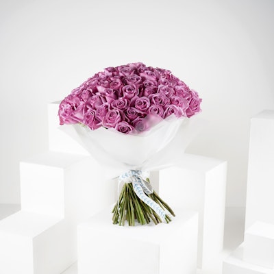 100 Purple Roses Hand Bouquet