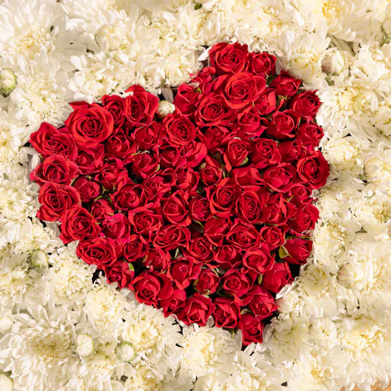 Red Heart & White Chrysanths