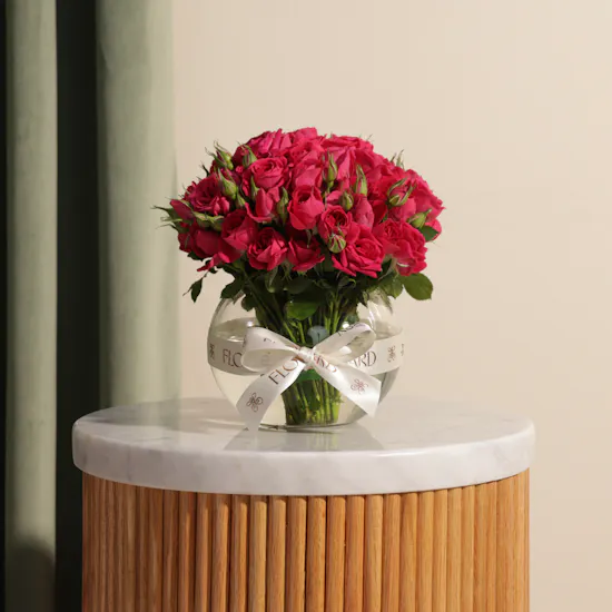 Fuchsia Baby Roses Vase | 18 Flowers