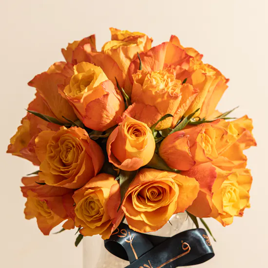 Shiny Orange Roses Vase