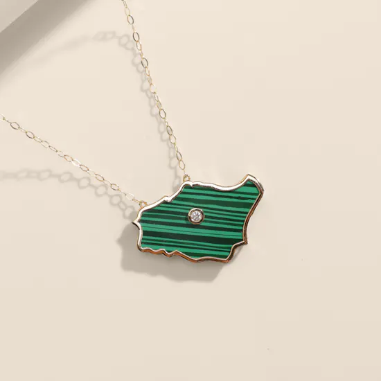 L'azurde Instyle KSA Map Gold and Diamond Necklace